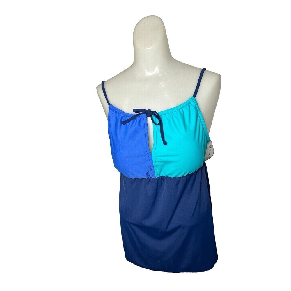 PREGO Swimwear Maternity Tri Color Bumpkini Size Medium Blue Teal Navy